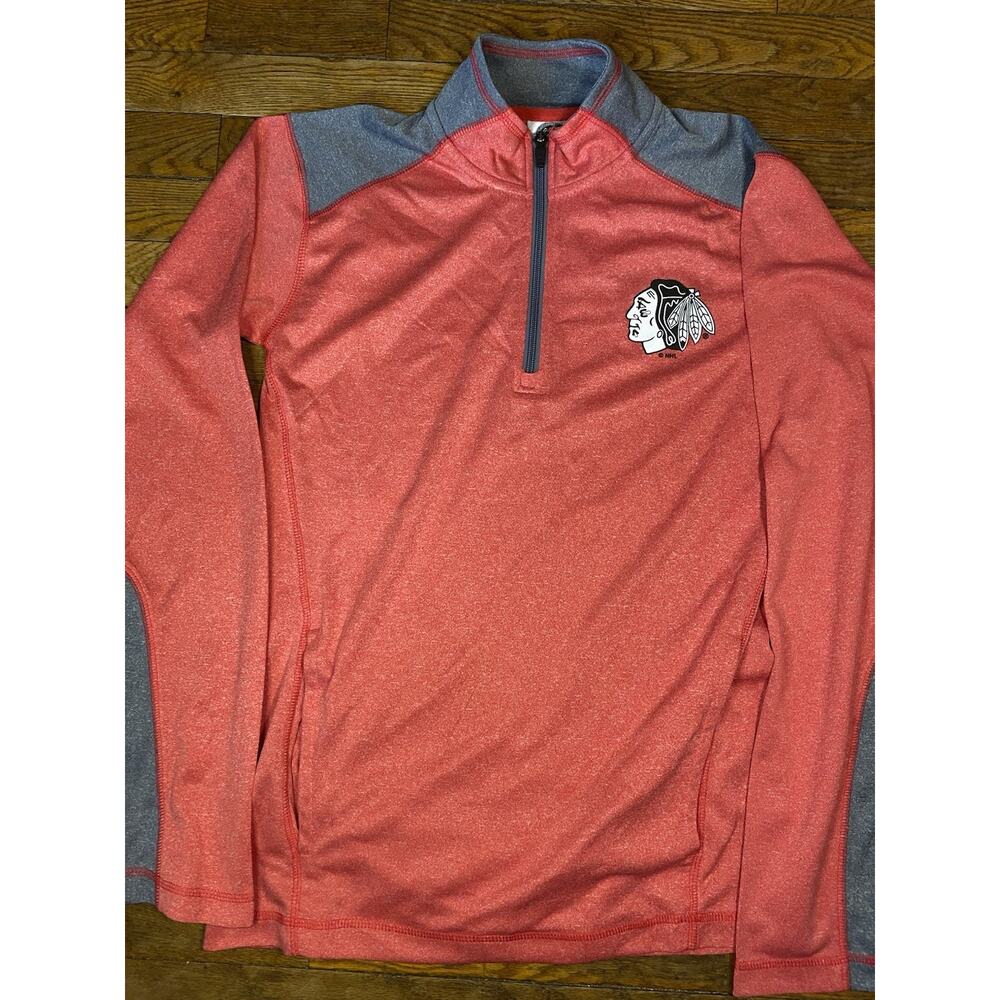 Chicago Blackhawks Womens Small Quarter Zip Pullover Red Gray NHL Jacket